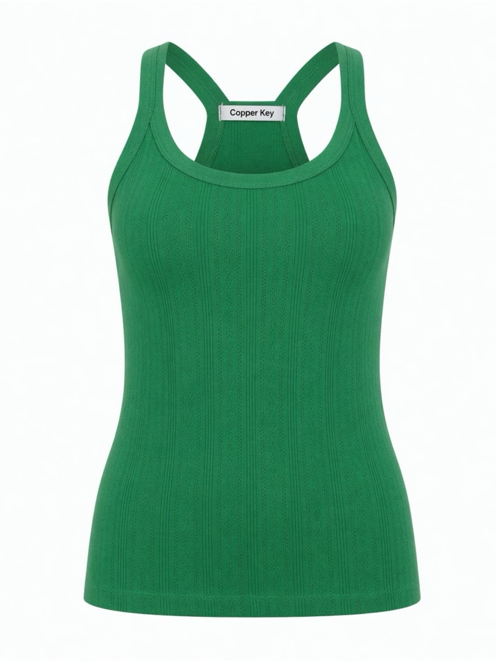 Copper Key Emerald Green Ribbed Racerback Tank